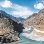 Confluence of the Indus and Zanskar Rivers in Leh Ladakh, India